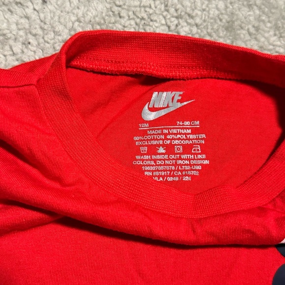 Boys’ Nike Red Tee and Soft Denim Shorts Set - Picture 4 of 5